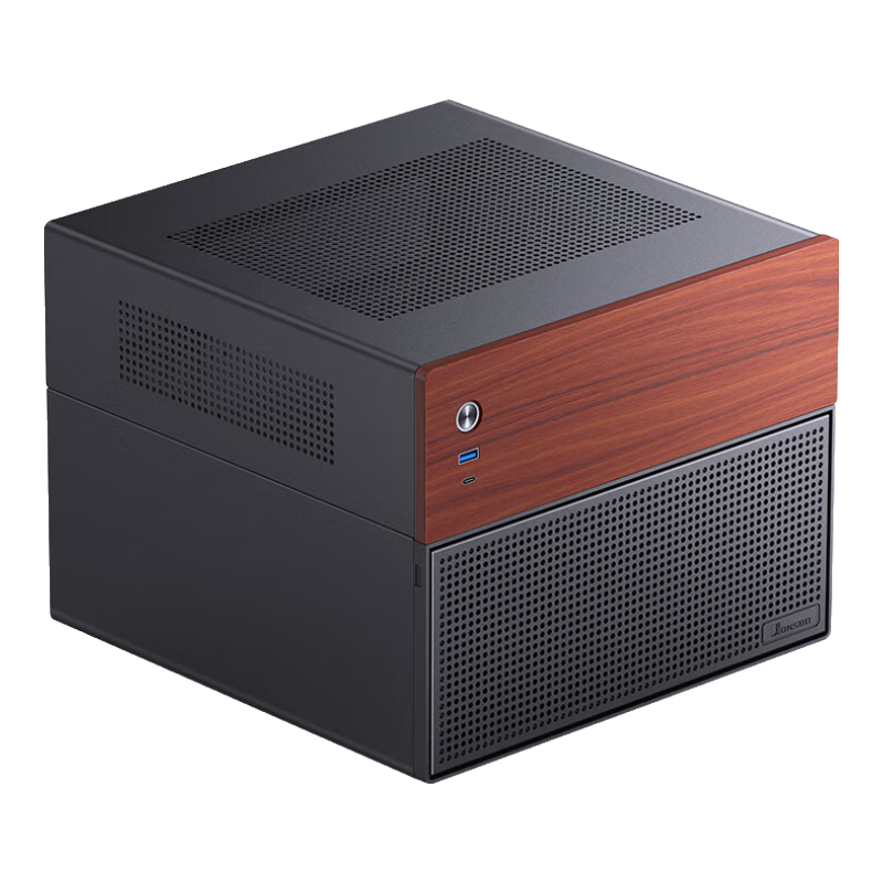 JONSBO N4 Black NAS Chassis (M-ATX Motherboard/SFX Power Supply Position/Walnut Decorative Panel/Compartment Structure/6 Large 2 Small Hard Drive Bays/120mm*1 Fan)