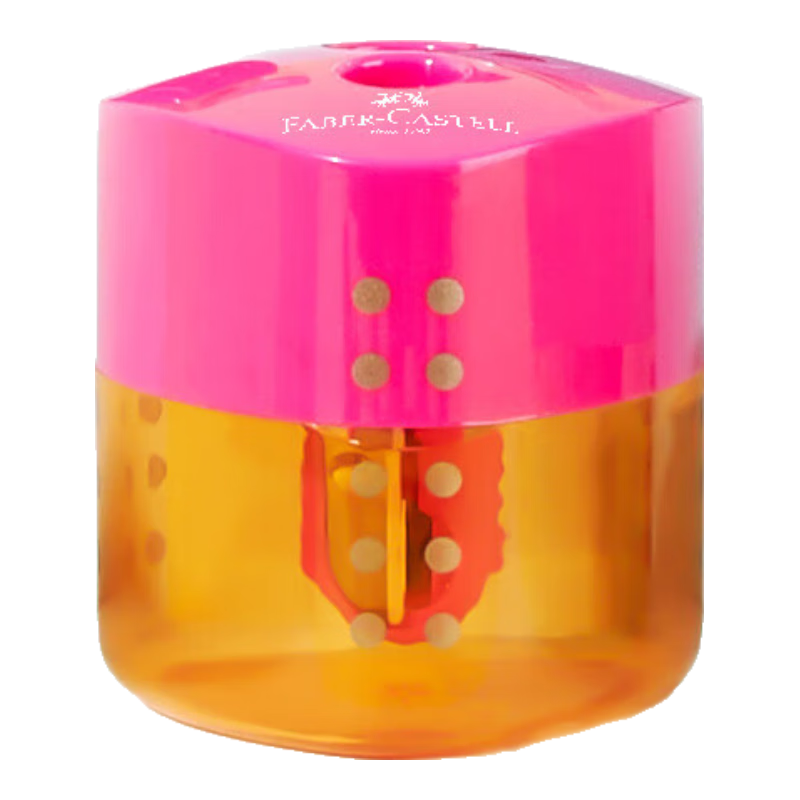 Faber-Castell Double-Hole Natural Lock Pencil Sharpener, Sketching And Drawing Sharpener, Elementary School Student Manual Rotary Pencil Sharpener - 183103 Red