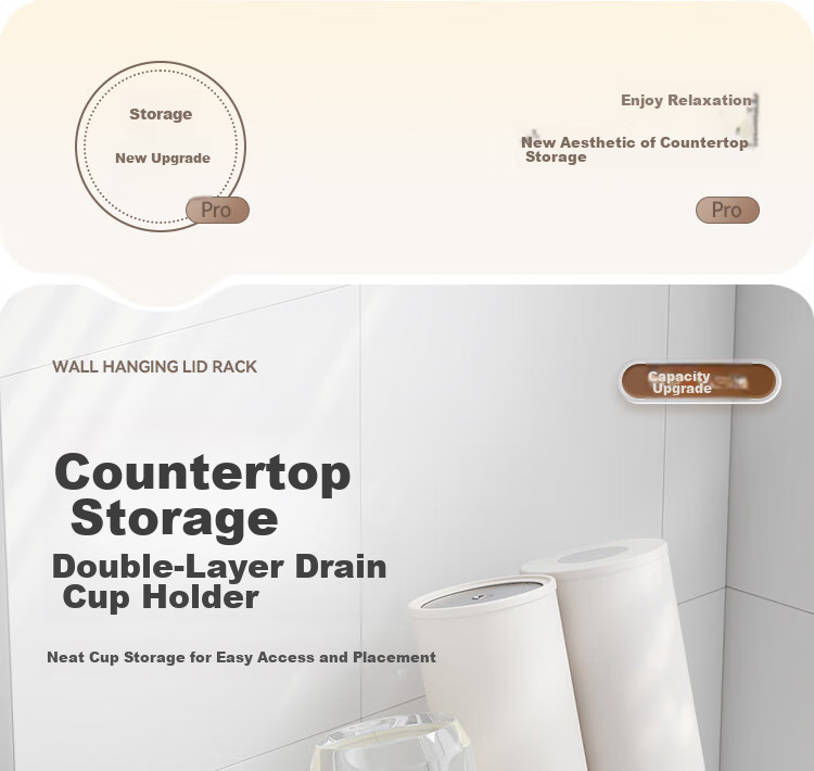 Shengxitao Cup Holder, Kitchen Draining Storage Rack, Multifunctional Double-Layer Water Cup And Tea Set Storage Shelf, Draining Tray, Home Countertop Cup Rack 1