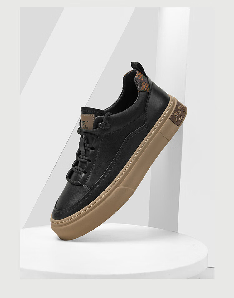 SEPTWOLVES Men's Versatile Sneakers, Casual Shoes, Leather Shoes for Men W8333763399 Black Size 39 13