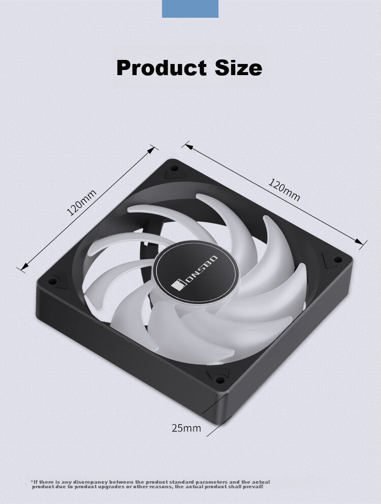 JONSBO SL-120C Color Version 12CM Case Fan (LED Illuminated Fan/3PIN Male And Female Headers, Can Be Connected in Series) 12