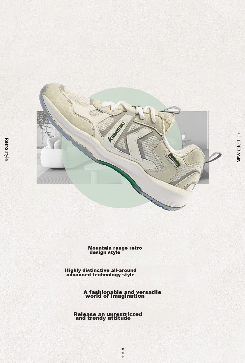 KAWASAKI Badminton Shoes Retro Men's Women's Non-Slip Wear-Resistant Professional Sports Shoes A3308 Chuan Stone Gray 39 2