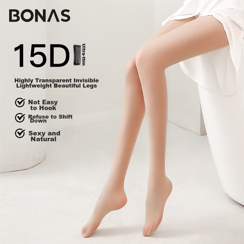 BONAS Silk Stockings for Women, Summer Ultra-Thin 5A Antibacterial Bare Leg Miracle, 4 Pairs, Snag-Resistant Pantyhose, 2 Skin Colors And 2 Black, 4 Pieces, One Size Fits All