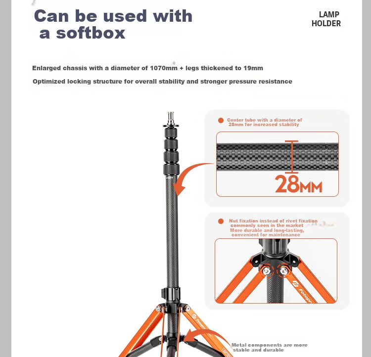 Fotopro TR-02A Portable Reverse Folding Aluminum Alloy Tripod, Photography Studio Stand, Photo LED Host Light Stand, Studio Light Tripod 7