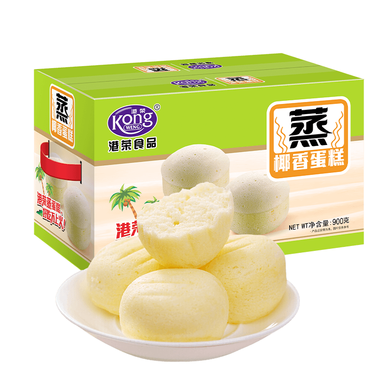 港荣蒸蛋糕椰香800g面包零食早餐纯蛋糕中西式糕点心甜品礼品盒物箱