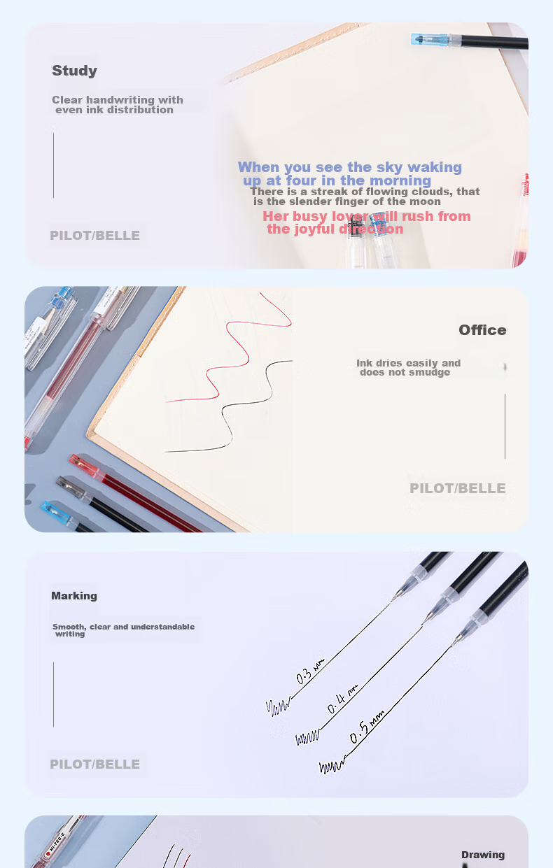 PILOT Gel Pen Refill, Signature Pen Refill, Handwriting Practice Pen Quick-Drying Refill, Compatible with BLLH-20C Ink Cartridge BLS-HC3 0.3mm Blue Single Piece 4