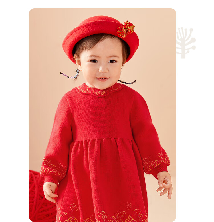 BALABALA Children's Clothing, Baby Dress, Kids' Dress Style, Autumn Wear, Baby Girl New Year Season Princess Dress, New Year's Greeting Outfit 23