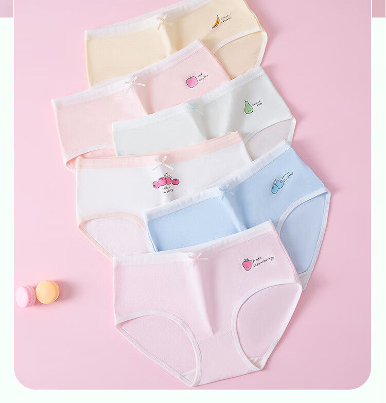 Nanjiren Children's Underwear, Girls' Mid to Big Kids' 5A Antibacterial Triangle Shorts, Student Girls' Underwear, Six-Pack, Bow Tie, Size 110 7