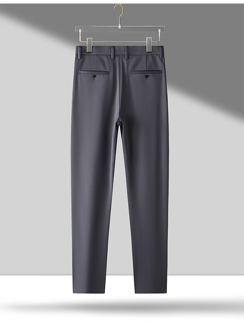 ROMON [Contains Wool] Elastic Wrinkle-Resistant Casual Pants for Men, Business Suit Pants, Straight-Leg Trousers for Middle-Aged And Young Men, Dad Style 15