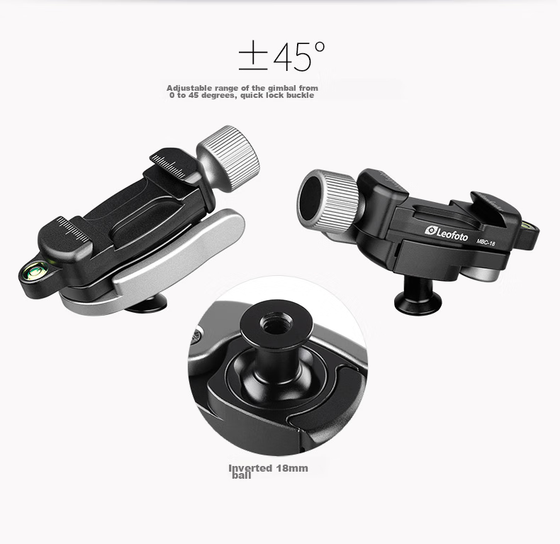 Leofoto Gimbal, Mini 360-Degree Panoramic Portable Gimbal for Smartphones And DSLR Cameras, Spherical Gimbal MBC-20 8