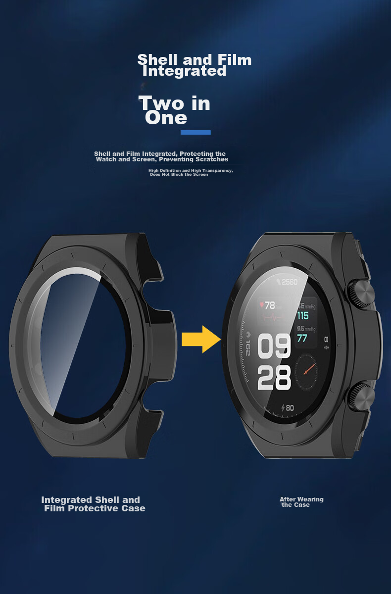 KMaxAI Full Protection Case for Xiaomi Blood Pressure Watch H1, Integrated Screen Protector And Protective Cover, Anti-Scratch Anti-Fingerprint Shockproof Hard Shell + Tempered Glass Film, Black 5