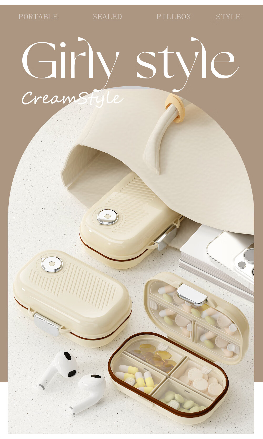 Lehuolvxing Pill Organizer, Portable Medicine Dispenser, Compact Mini Box for Storing Medications, Sealed Container for Pills 15