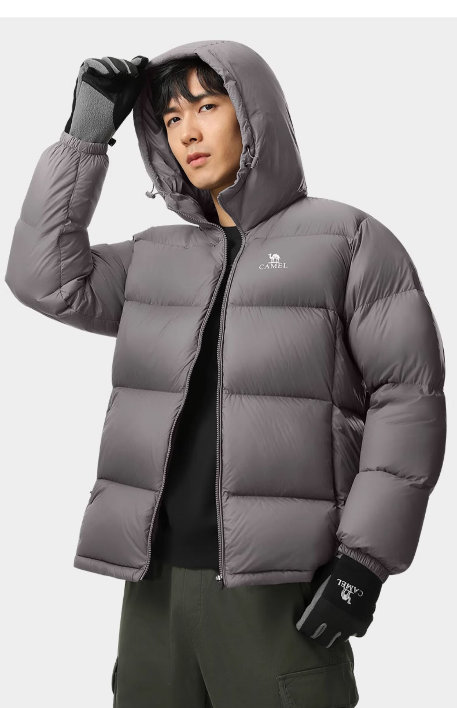 CAMEL [Hug] Winter Outdoor Water-Resistant down Jacket, 600 Fill Power, Unisex Thick Hooded Warm Puffer Coat 37