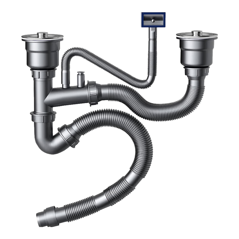 Haili Kitchen Sink Drain Pipe Set, Double Sink 110mm Drain, Dishwashing Basin Drainage Pipe, Anti-Odor Accessories S8