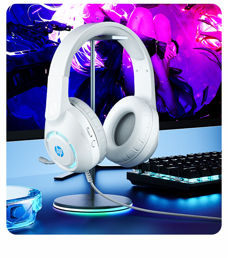 HP Wired Over-Ear Noise-Cancelling Surround Sound Gaming Headset with Microphone USB Interface for Study and Entertainment 20