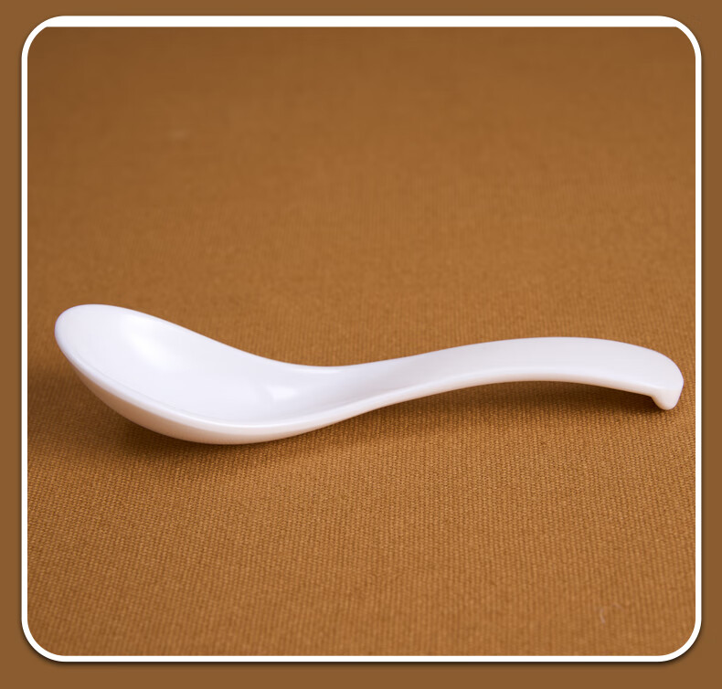 Xinjigaoge 7006 Melamine Spoon, Cafeteria Fast Food Spoon, Imitation Porcelain White Small Spoon Soup Spoon Rice Spoon, Length 14.5cm, 10 Pieces/set 3