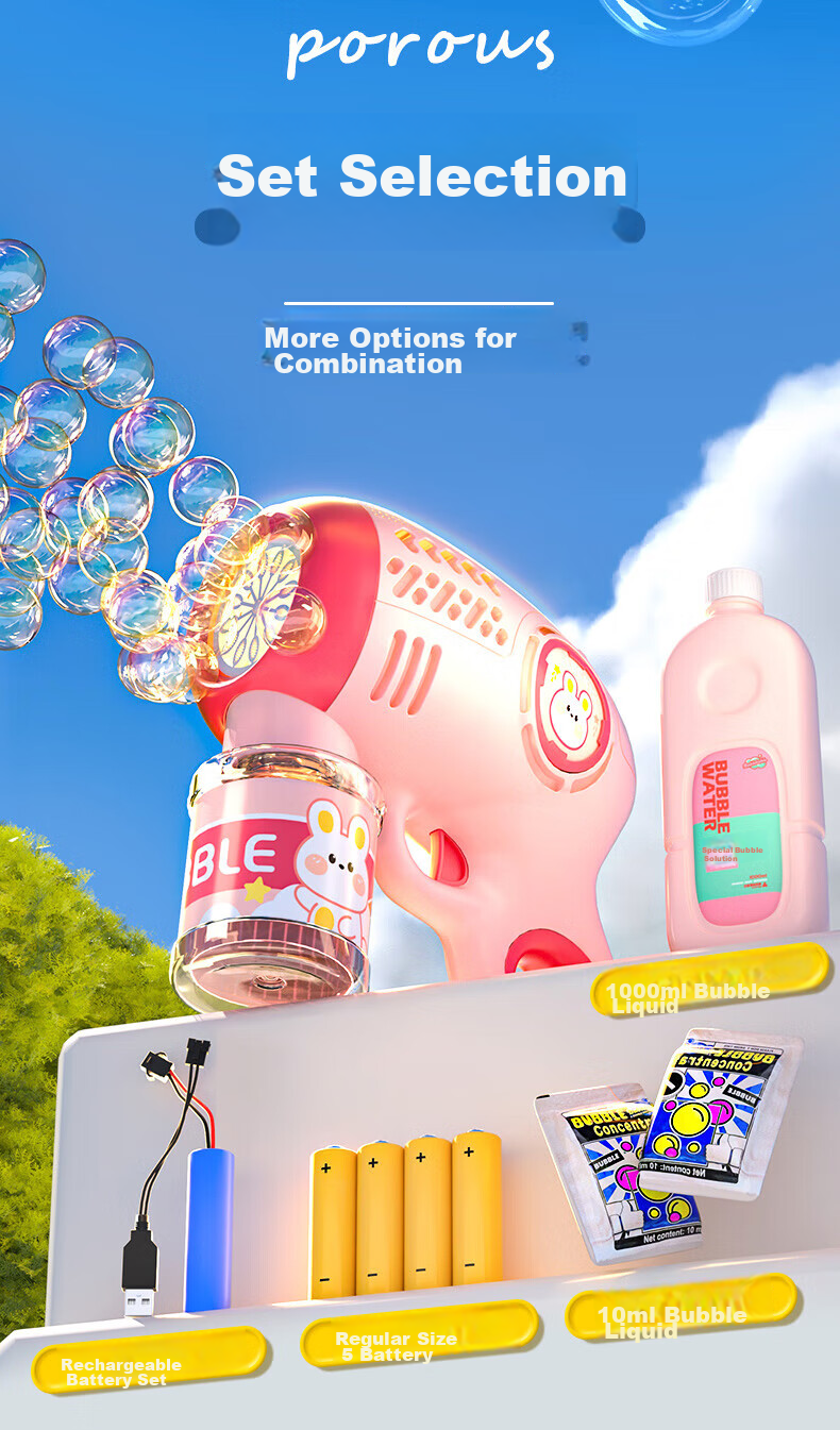 Miaobeile Bubble Machine Children's Handheld Toy Fully Automatic Electric Bubble Gun Infant Toddler Toy Girl Children's Day Gift 10