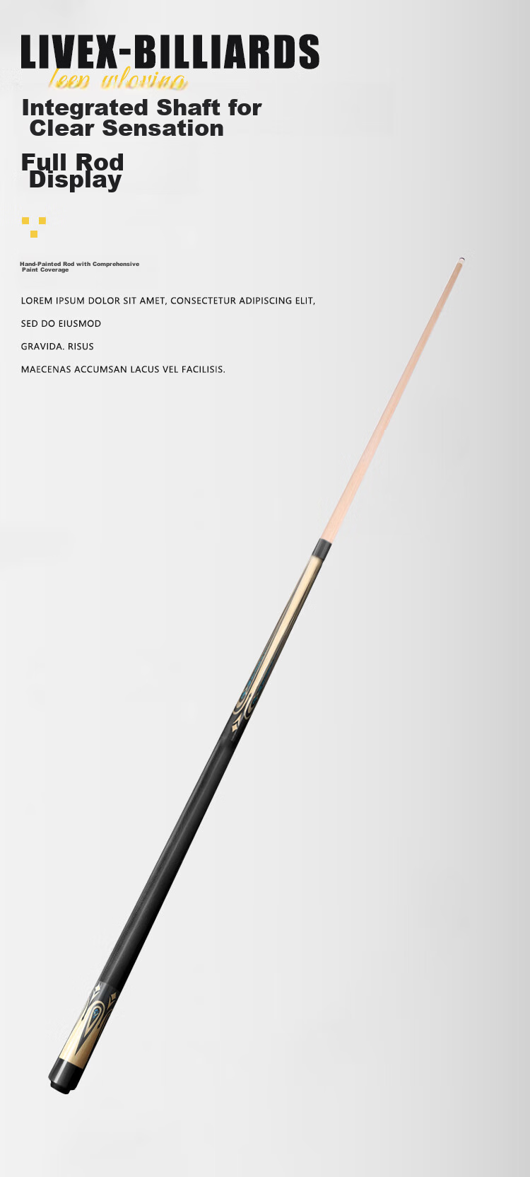 LIVEX Black Feather Pool Cue, Large Tip Black 8-Ball Cue, Chinese Eight-Ball Cue, Detachable 16-Color Nine-Ball Cue 6