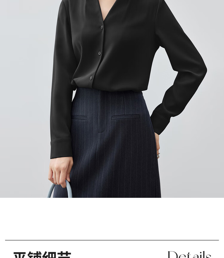 Sentubila Chiffon Blouse for Women, Spring And Autumn Elegant Office V-Neck Shirt, Slimming Loose Long-Sleeve Top, Off-White, M 21