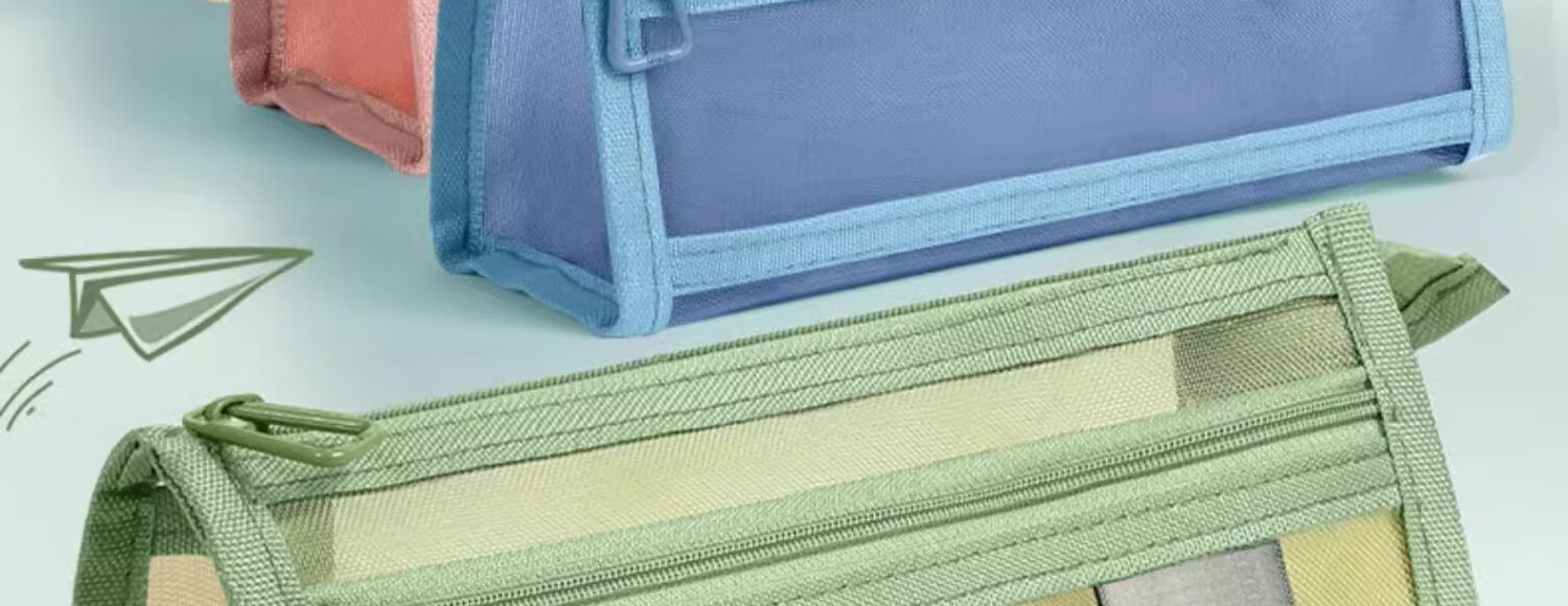 Mingyu Transparent Mesh Pencil Case for Middle School Entrance Exam, Double-Layered Transparent Stationery Box for Primary And Secondary School Students, Aesthetically Pleasing Simple Pencil Case for Boys And Girls, Avocado Gree 2