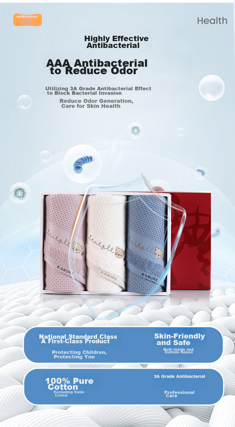 KING SHORE Towel, Xinjiang Pure Cotton Soft, Absorbent Face Towel for Washing And Sports, Class A Towel Gift Box Set, Two-Piece Pack 4