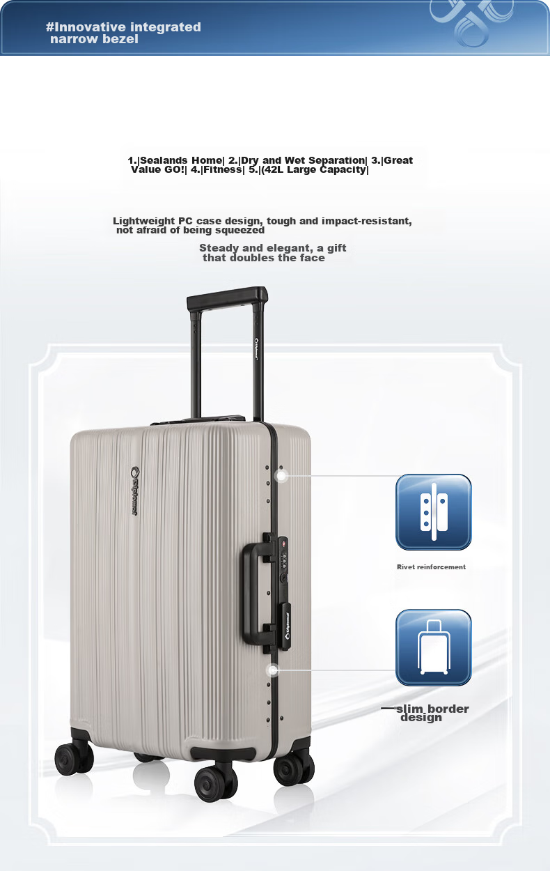 Diplomat Large Capacity 25-Inch Suitcase with Password Lock for Men And Women, Travel Luggage TC-26173 Navy Blue 4