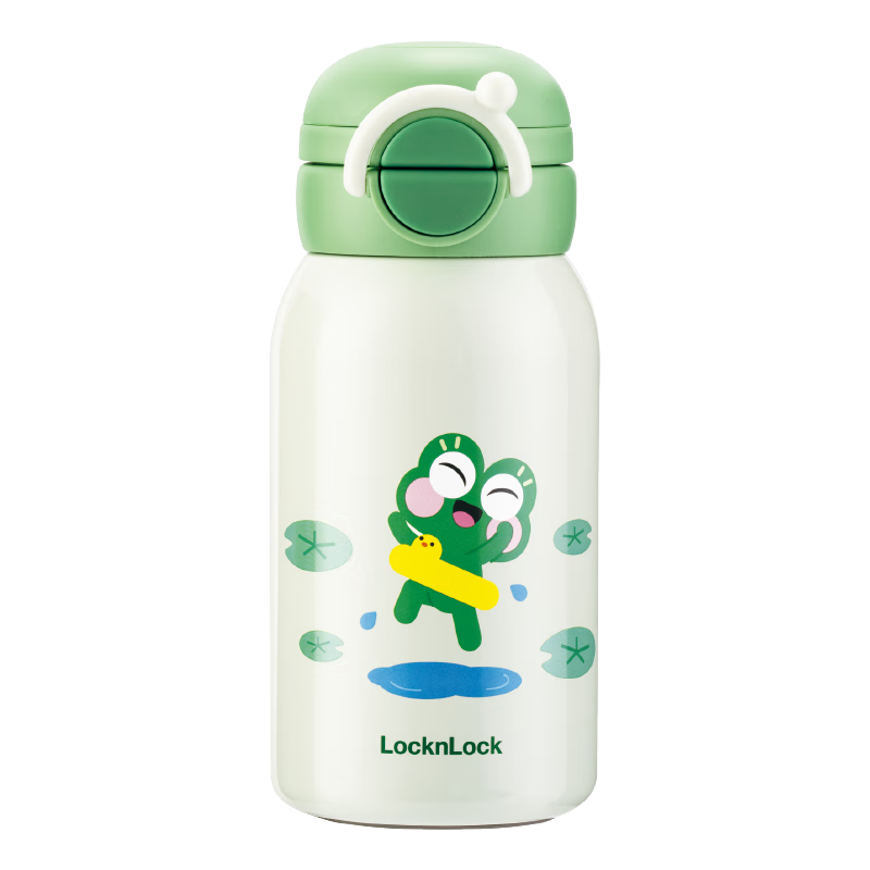 LOCK&LOCK Children's Insulated Cup, 316L Stainless Steel Straw, Direct Drinking Large Capacity Water Bottle, Portable Cup for Students, 560ml, Gree