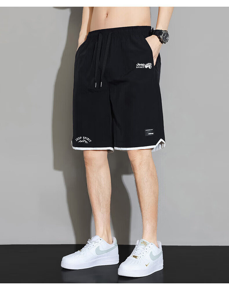 JEEP SPIRIT Men's Shorts, Summer New Style Loose-Fit Five-Point Pants, Quick-Dry Sports Menswear, Black, XL 8