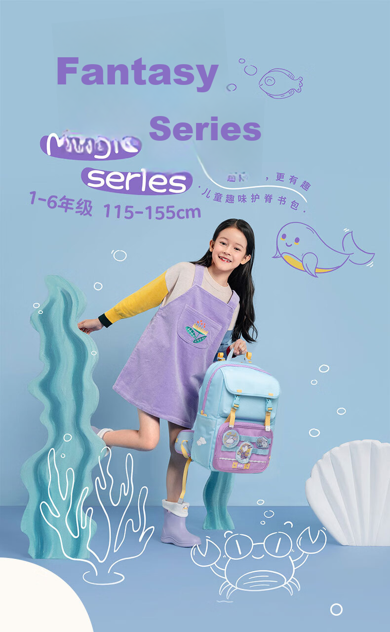 Yatoto Children's Backpack, Primary School Student Spine Protection And Load Reduction Backpack, Grades 1-3 Double Shoulder Bag Gift for Girls, Purple Cloud Fairy Rabbit 1