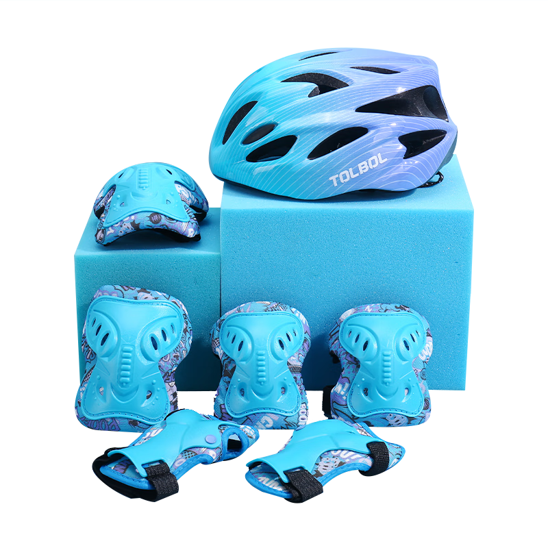 Tongbu Bicycle Protective Gear Set for Kids, Roller Skates, Inline Skates, Skateboard, Helmet And Protective Equipment - Blue