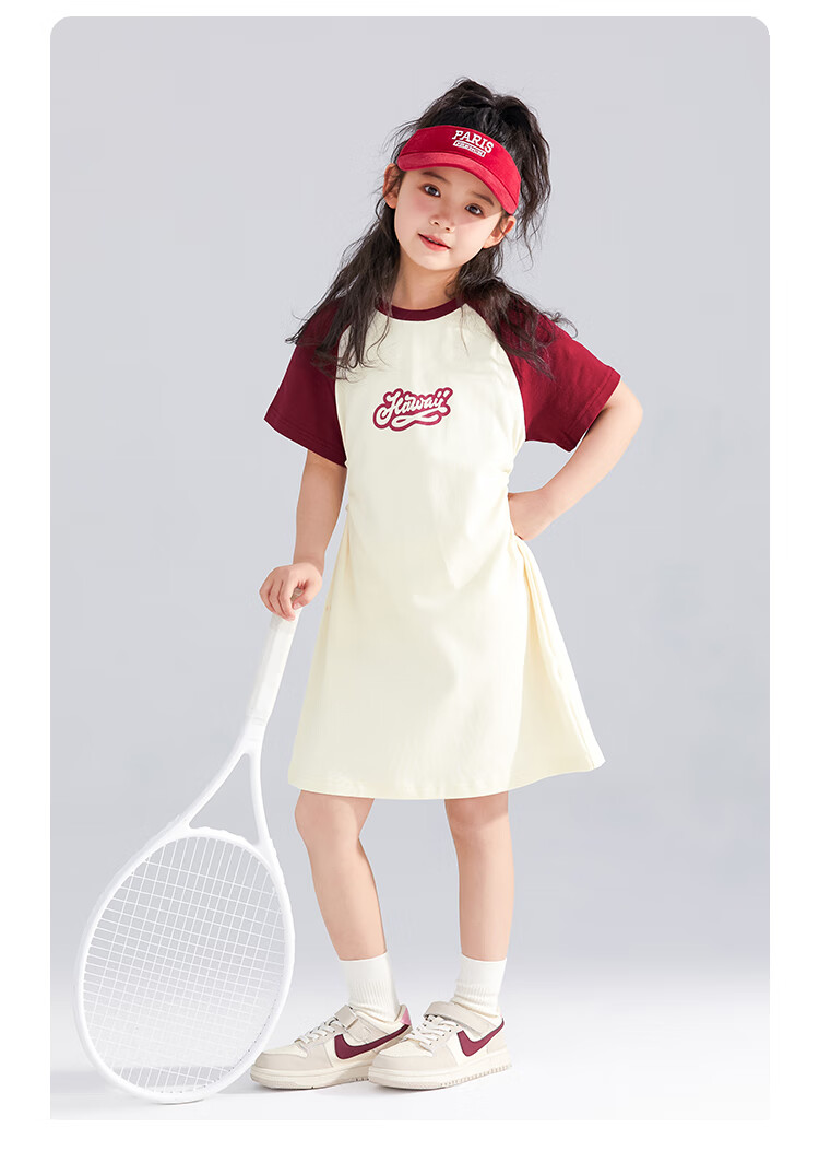QQ DUCK Children's Clothing Girls' Short-Sleeve Dress Baseball Dress Youth Clothing Holiday Sports Dark Blue; 160 11
