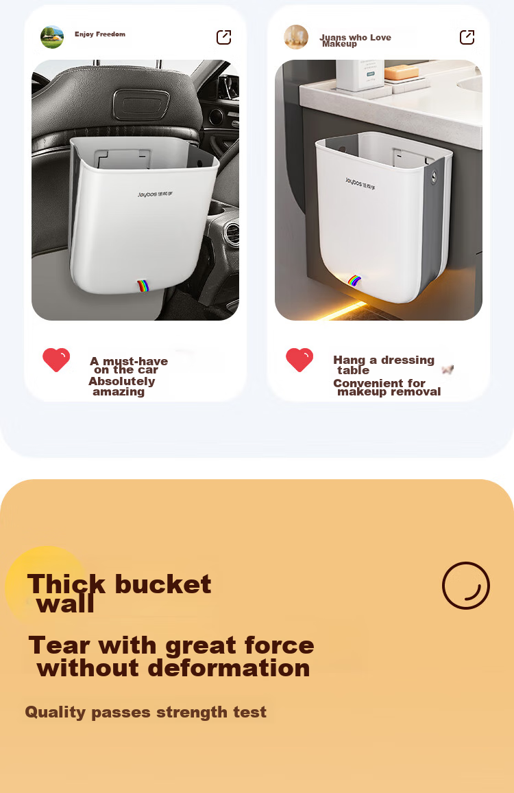 Jiabangshou Kitchen Trash Can, 8L, Household, Internet-Famous, Cabinet Door-Mounted, Wall-Hanging, Bathroom Storage, Wastebasket, Foldable Desig 10