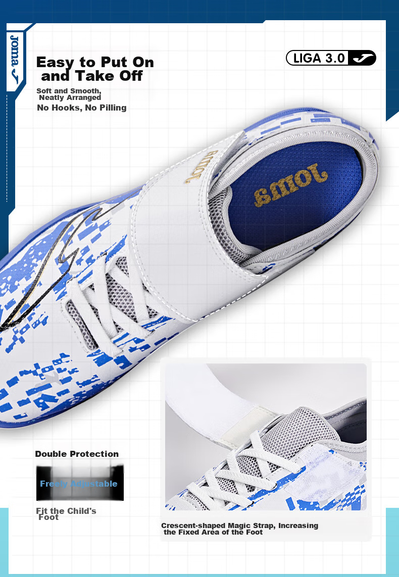 JOMA Soccer Shoes for Children, TF Turf Cleats for Boys And Girls, Youth And Elementary School Students, Retro Classic Football Training Shoes, White And Gold, Size 31 3