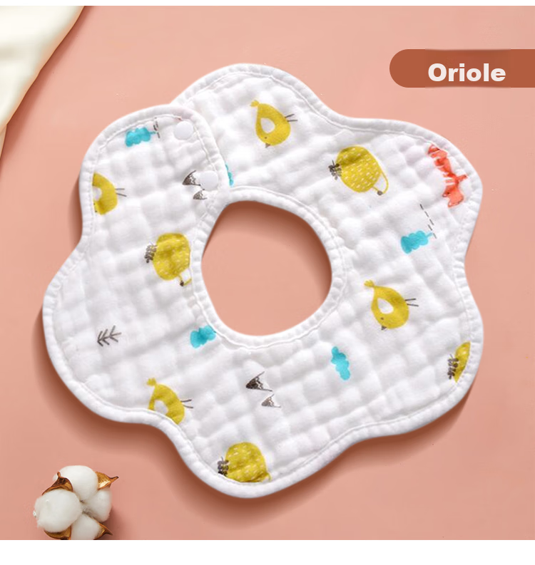 DOCTOR MA Baby Drool Bibs, 3 Pieces, Pure Cotton Printed Bibs, 360° Rotating Food Bibs for Infants, Newborn Gauze Bibs 11