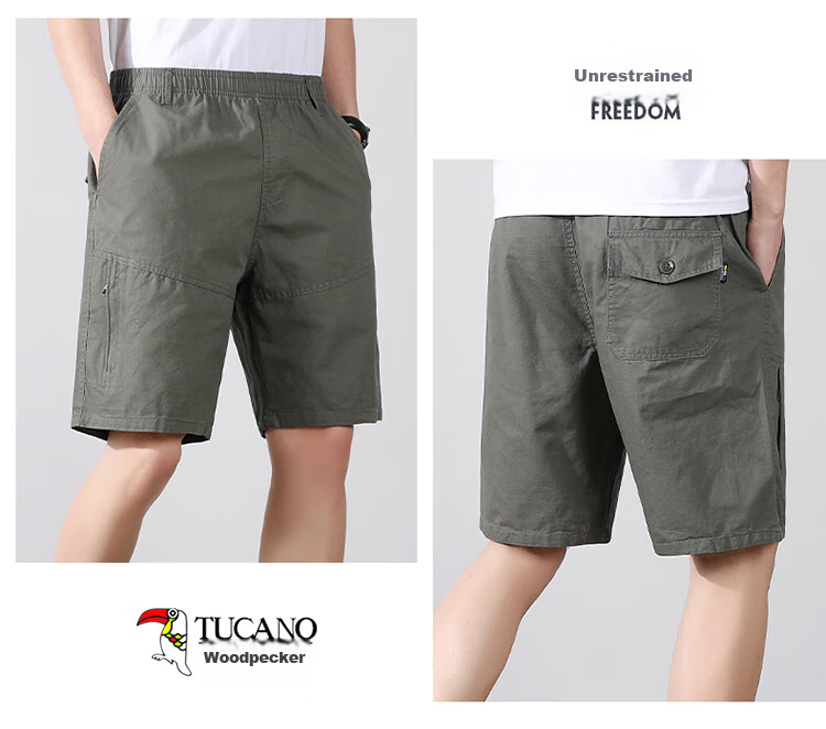 TUCANO Men's Summer Cotton Casual Cargo Sport Breathable Lightweight Dark Gray Shorts XL 11
