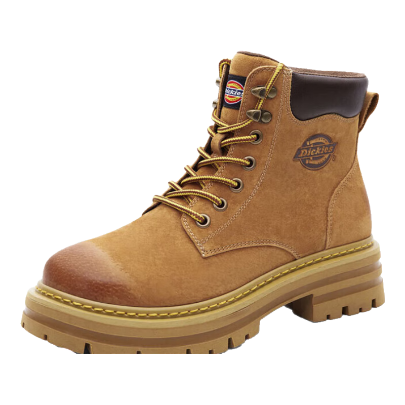 Dickies Men's Martin Boots, High-Top Stylish Work Boots, Couple Boots, Khaki with Fleece Lining, Size 44 Men's Style