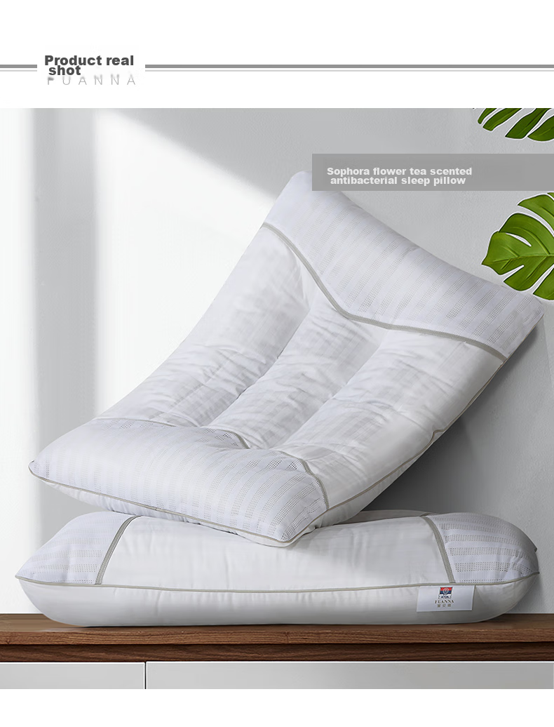 FUANNA Pillow, Tea-Scented Cassia Seed Cervical Pillow, Pure Cotton Antibacterial Herbal Pillow Core, Comfortable Sleeping Neck Support Pillow, Single Piece 74*48cm 13
