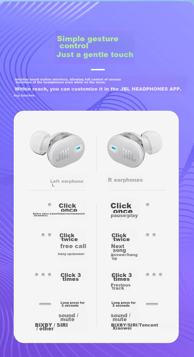 JBL TUNE BUDS2 New Wireless Bluetooth Earphones, Liulidou Second Generation, Ultra-Long Battery Life Noise-Cancelling Headphones, Compatible with Huawei And Apple Phones, Transparent Black 18
