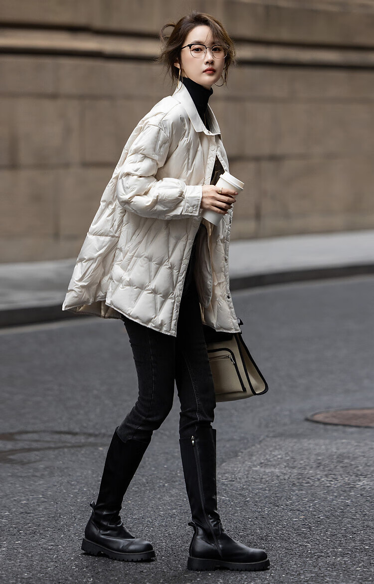 Dme [90% Duck Down] Winter 400T Spring Yarn Dye-Lighted Elastic Cuff Loose Metal Chain down Jacket for Wome 12