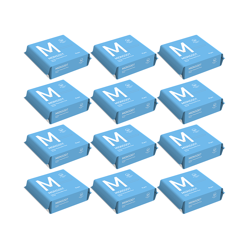 Mianshang Disposable Face Towels, Pure Cotton Soft Wipes, Portable Pack, Facial Cleansing Wipes, All-Cotton Towels, 12 Packs