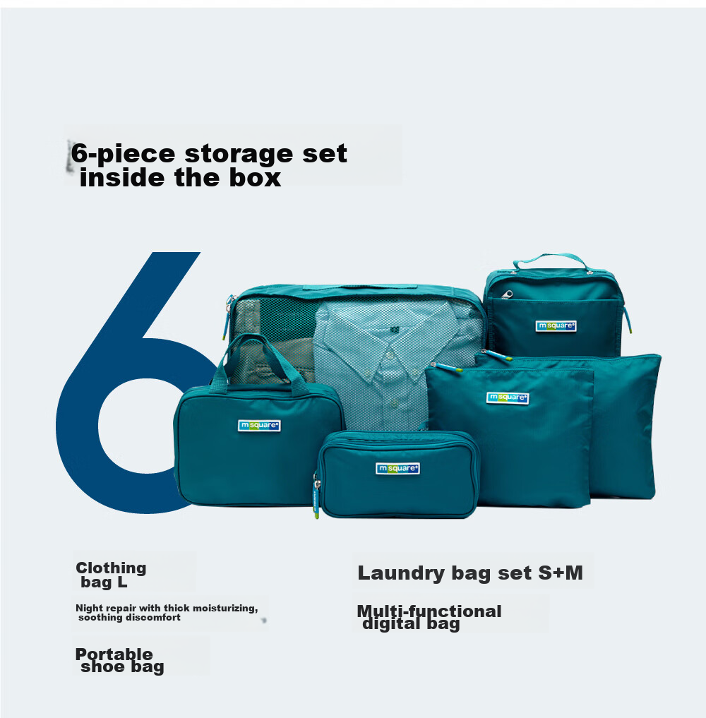 M Square Travel Storage Bag, Luggage Organizer Set of 7, Clothes Underwear Shoe Bag, Shoe Pouch, Norsen Gree 22