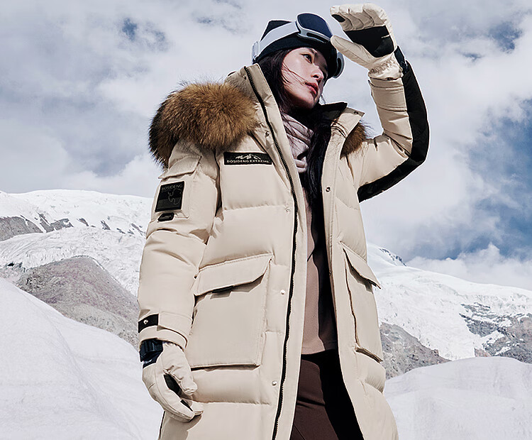BOSIDENG Extreme Cold Goose Down Jacket Unisex Couple Thickened Long Winter Coat with Large Fur Collar 23