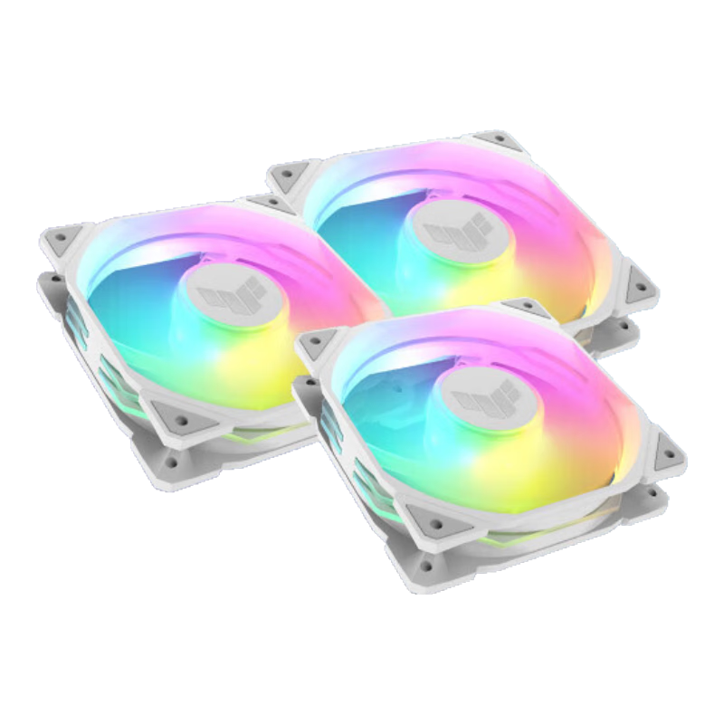 ASUS TUF GAMING TR120 Thunder Light White Case Fans, 3-Pack, ARGB Fans, PWM Temperature Control Speed Adjustment, Dual-Layer LED Array, 28mm Thick Blades