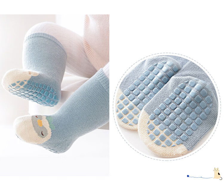 Aibaoshi Baby Floor Socks, Spring And Autumn Infant Socks, Indoor Walking Socks, Early Education Mid-Calf Socks, 3 Pairs, Size M, T044 13