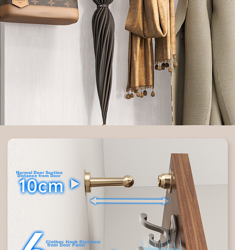 Yweel Yweel Door-Back Hook Coat Rack, No Drilling Required, Bathroom-Specific, Baked Paint Process, Carbon Steel Door-Back Storage Shelf, Hook Organizer, Space Aluminum Door Back 1