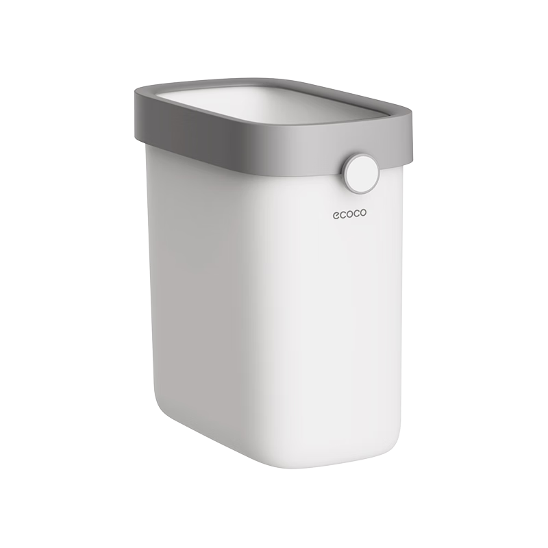 Ecoco Trash Can, 7L, Automatic Packaging Bathroom Narrow Gap Garbage Bin, Kitchen Household Paper Bin, E24218 White