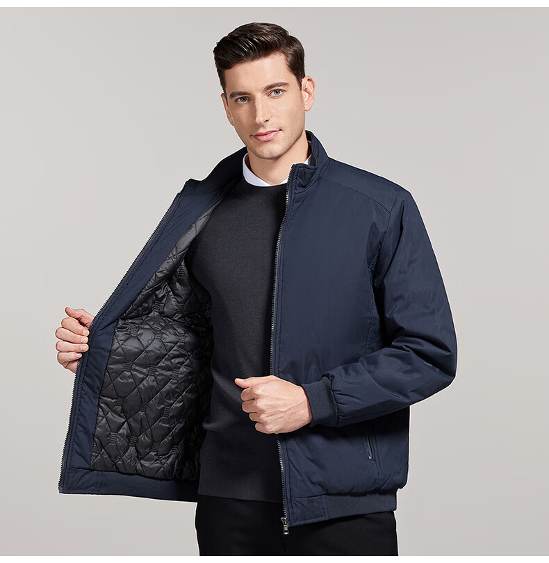 ROMON Men's Autumn Winter Business Casual Executive Cotton Padded Jacket Coat 36JM Black XL 10