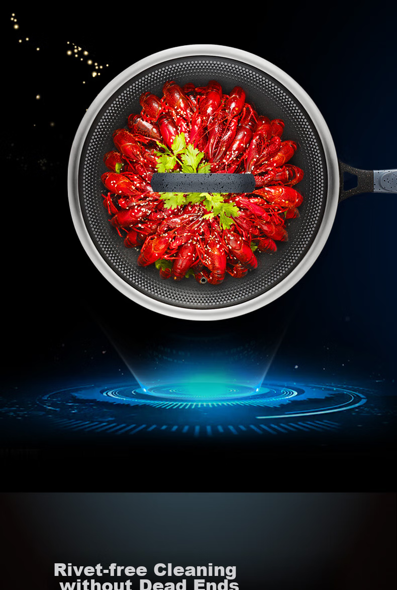 ASD Non-Stick Wok with Magic Stone, Smokeless Cooking Pan, Titanium Pan, Suitable for Gas Stove And Induction Cooker, 30cm, Fits 3-5 People 12