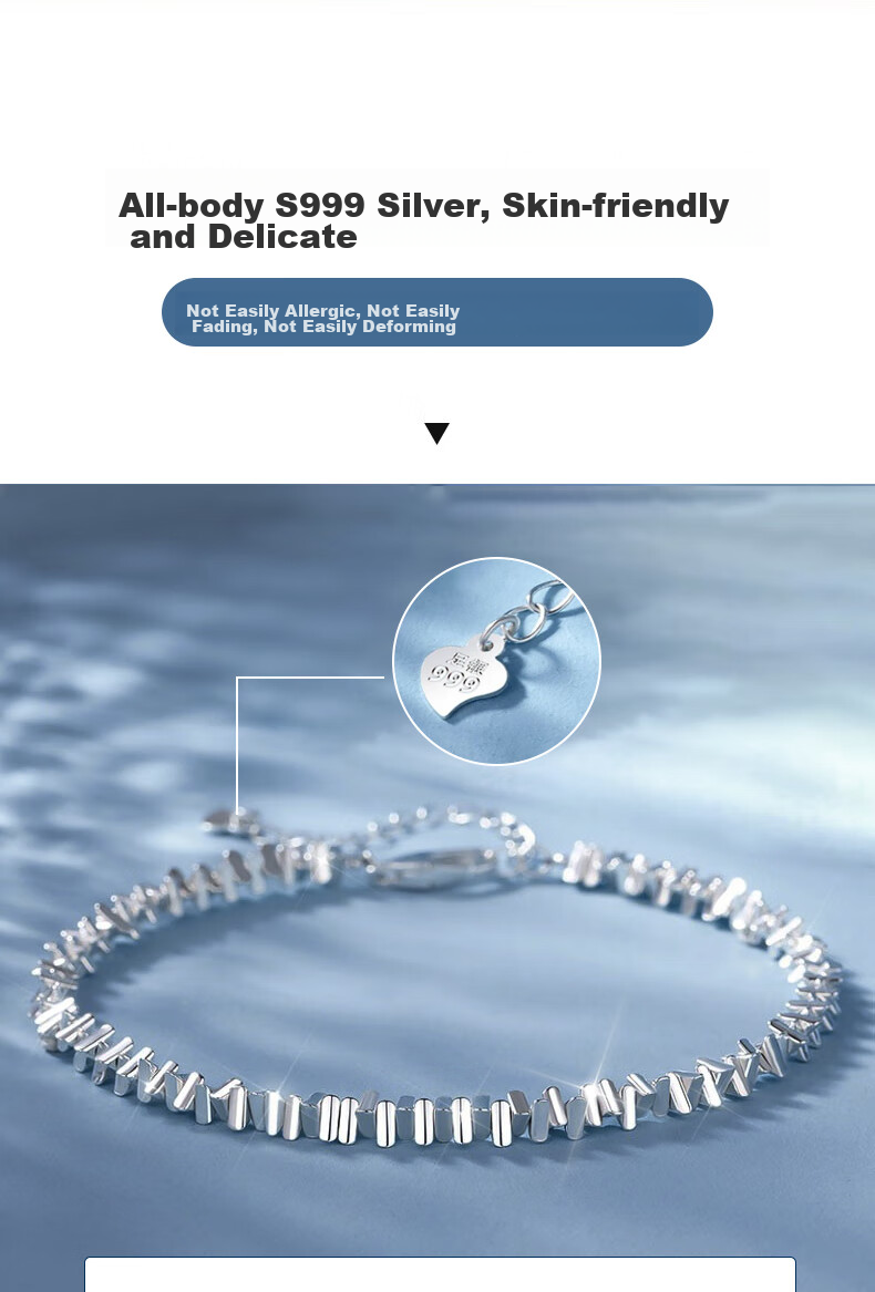 MANHE S999 Sterling Silver Bracelet for Women, 2026 New Style Beaded Bracelet Jewelry, Birthday Gift for Wife Or Girlfriend 6