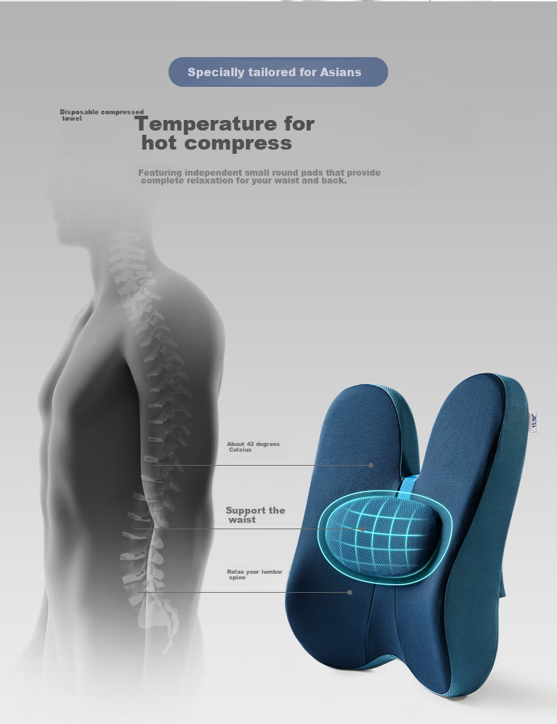 JAGO Lumbar Support Cushion, Seat Back Pillow, Office Lumbar Support, Back Care Cushion, Long-Sitting Aid, Butt Pad, Chair Pad 3